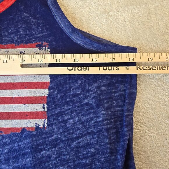 Zoe and Liv Tank Womens Large Red White Blue Thin Patriotic American Flag Summer - Picture 9 of 9